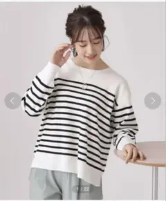 ドレスキップ　クルーネック　ニット　ボーダー