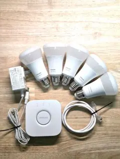 動作確認済 Philips Hue ブリッジ+ホワイト電球5個 E26 セット