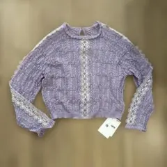 FURFUR レース切替ニットプルオーバー LILACのサムネイル
