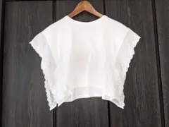 【新品】ザラ　フリルカットソー　ホワイト　Sサイズ