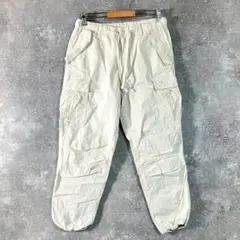 H&M　カーゴパンツ　アイボリー　無地　ウエストゴム　コットン