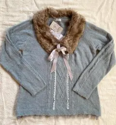 axes femme 薄手ニット プルオーバー 春物 トップス ファー取り外し