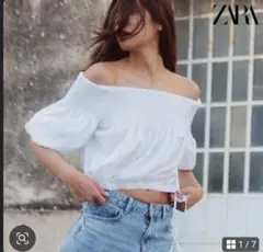 新品タグ付き　zara ストレッチディテール オフショルダー トップス