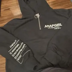 ANAPGIRL ブラック ジップアップパーカー