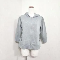 七分袖　ダブルジップパーカー ビジュー グレー系 バックゴム ヌードプロダクト