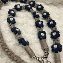 マクラメ編み スマホショルダーストラップ 花模様