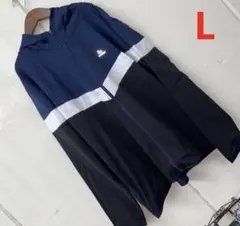Lサイズメンズ胸反射プリントパーカージャケットネイビー黒