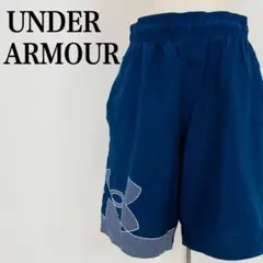 美品【アンダーアーマー】 ハーフパンツ 大型ロゴ 速乾 アウトドア ゆったり感