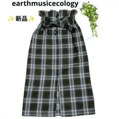 【earthmusicecology】チェック柄スカート ウエストリボン【F】