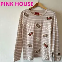 PINK HOUSE　テディベア　クマちゃんワッペン　ボーダー柄　長袖Tシャツ