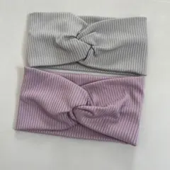 リブ素材 ツイストデザイン ヘアバンド 2色セット