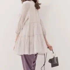 グローバルワーク チュニックシャツ 【F】ティアード フレア ボリューム袖 春夏