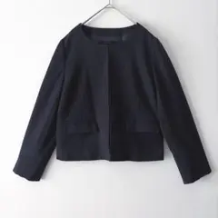 1091新品✨ アンタイトル ノーカラージャケット ネイビー 大きいサイズ
