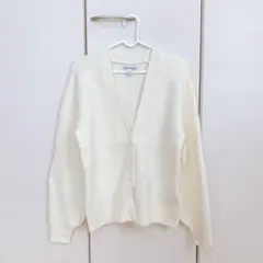 ✨ブルゾンカーディガン ソフトタッチ リブ レディース　ホワイト