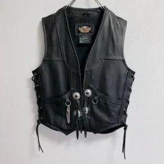 【ハーレーダビッドソン】バイカーズベスト レザーベスト ブラック