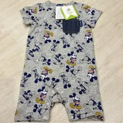 【タグ付き新品未使用】ミッキー総柄カバーオール　グレー　フタフタ　80cm