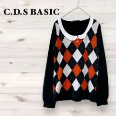 【匿名配送】美品 CDSベーシック/アーガイル柄ブラウス/ 長袖/マルチカラーMのサムネイル