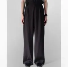 00s archive black glossy wide pants caka