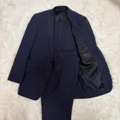 【美品】スーツカンパニー サマースーツ シルク XL 大きいサイズ ネイビー