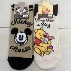 レディースソックス　2足セット　 　　　　ミッキー　プーさん