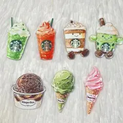 【1個150円】スタバ風とアイスプレート　カン付き　チャーム