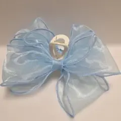水色リボンヘアクリップ