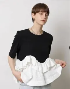 UNITED ARROWS エンブロ ティアードコンビ ショートスリーブ ニット