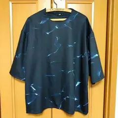HARE オーバーサイズシャツ 半袖シャツ S 黒/青マーブル