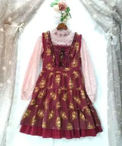 アクシーズファム 薔薇柄ワンピースのセット