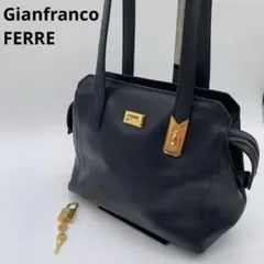 ジャンフランコフェレ ショルダーバッグ レザー ブラック ゴールド イタリア製のサムネイル