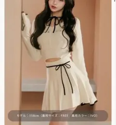 Darich ウエストオープンリボンデザインニットミニワンピース