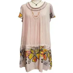 Y2K ビーズ 花柄 ワンピース フェアリーグランジ エスニック 森ガール