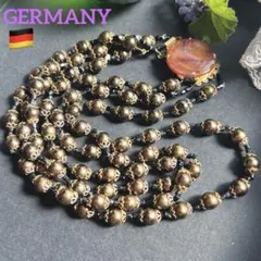 ドイツ製【セピアなパール調＆黒い石】ヴィンテージネックレス GERMANY刻印