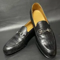 【美品】イウゲン Iugen ビットローファー クロコ型押し レザー 日本製