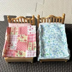 【2個セット！】シルバニアファミリー シングル ベッド ピンク 水色 限定色