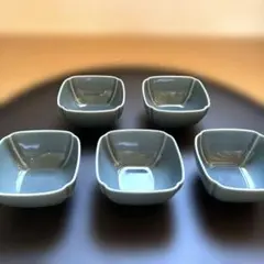 【新品】美濃焼 小付け鉢 小鉢 豆鉢 浅鉢 向付 角丸 青緑 5個セットのサムネイル