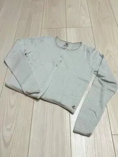 【美品】プチバトー カーディガン 透かし編み ラメ 水色 10ans 140cm