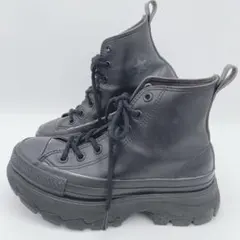 コンバース トレックウェーブハイ レースアップ レザーブーツ 厚底 黒 23.5