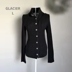 GLACIER グラシア　リブニット　トップス　カーディガン　ブラック　L