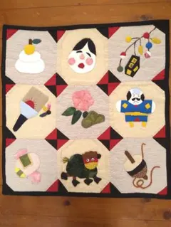 ハンドメイド パッチワーク キルト タペストリー マルチカバー 「和の