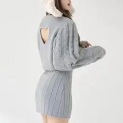Darich ハートオープンニットミニワンピース GRY FL 完売品 今期新作