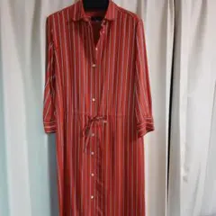 ★新品未使用★KEITH 赤 ストライプ ロングシャツワンピース 38のサムネイル