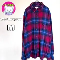 usa古着 Weatherproof ネルシャツ M チェック レッド 블루