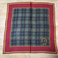 新品 Ralph Lauren チェック柄エンブレムシルクスカーフ 78cm四方のサムネイル