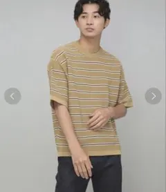 ナノユニバース　ボーダーニットTシャツ