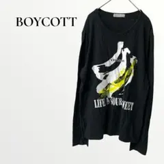 BOYCOTT メンズ Tシャツ カットソー ロンＴ ブラック 長袖 L 日本製のサムネイル