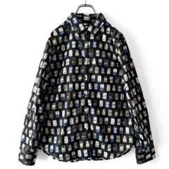 美品 サニークラウズ 缶ビールシャツ 綿ツイル 黒のサムネイル