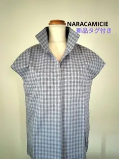 チェック柄 半袖スタンドカラーシャツ