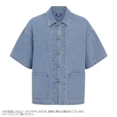 【purple&yellow】チャイナボタン 半袖デニムシャツジャケットのサムネイル