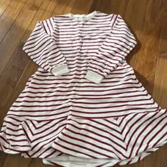 アプレレクール　赤と白のストライプ ワンピース 140cm